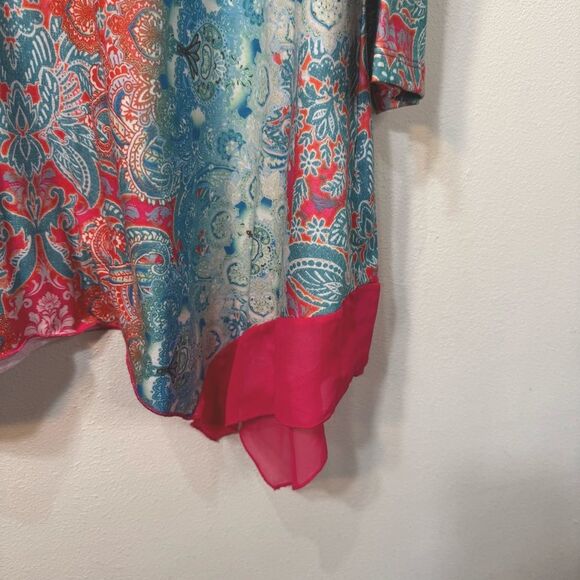Closet Full Size 3XL Blouse Tunic Top sparkly studs Shark bite hem Boho Pastel - Picture 7 of 12